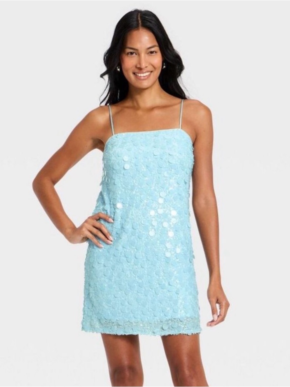 a new day Light Blue Sequin Mini Slip Dress